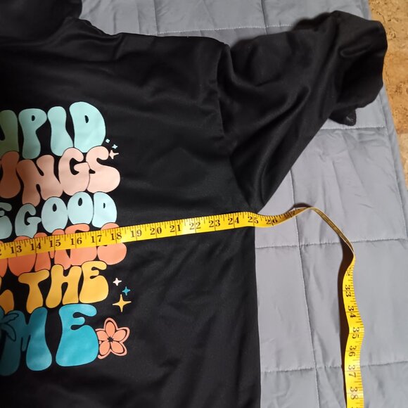 Stupid Things Have Good Outcomes All the Time Black Womens Zip Up Hoodie Palm L - Picture 5 of 7